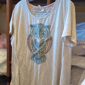 Lace Trim Top with Coral Accent. 2 For $10